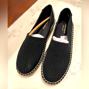 New Cole Haan Black Cloudfeel Espadrille Loafer sz 5.5